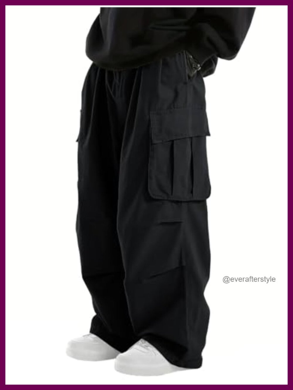 Men's Baggy Cargo Pants Elastic Drawstring Parachute Loose Fit Joggers